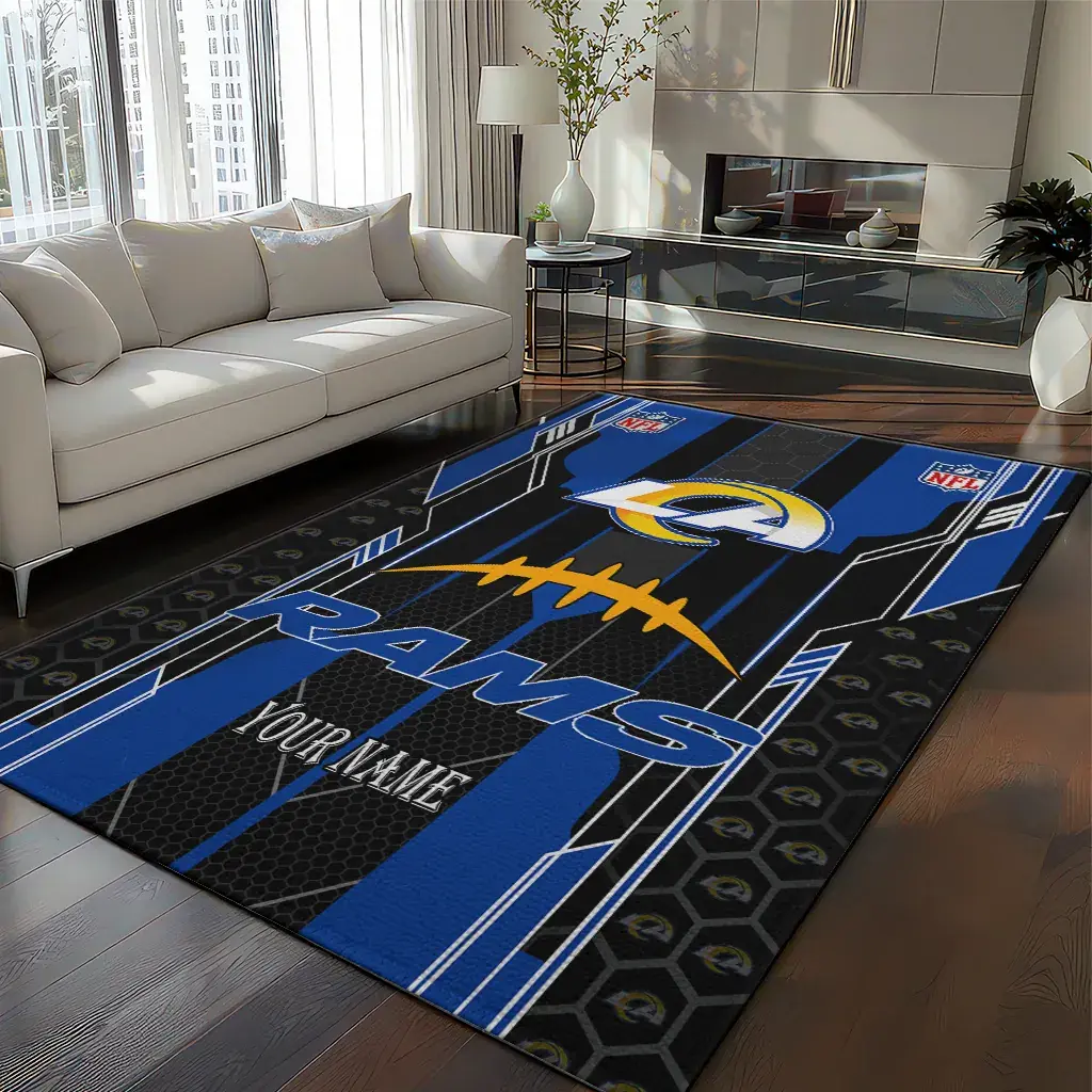 Los Angeles Rams Rug - Customized Football Laces Blue