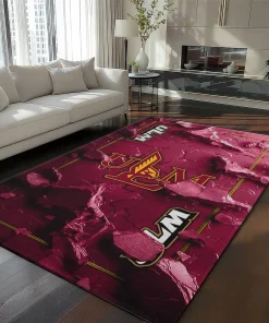 Louisiana-Monroe Warhawks Rug - Cracked Surface Design Red