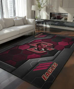 Louisiana Ragin’ Cajuns Rug - Hexagonal Grid Pattern Red