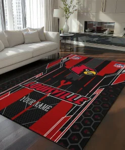 Louisville Cardinals Rug - Personalized Football Laces Red