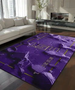 LSU Tigers Rug - Cracked Surface Design Purple
