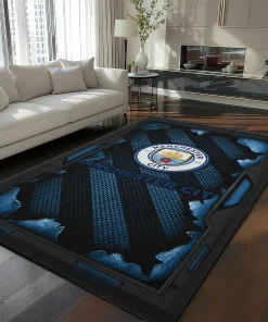 Manchester City Rug - Torn Mesh Sky Blue