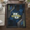 Marquette Golden Eagles Rug - Hexagonal Grid Pattern Blue