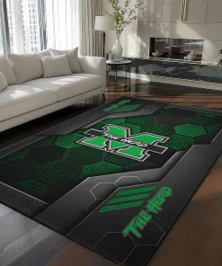 Marshall Thundering Herd Rug - Hexagonal Grid Pattern Green