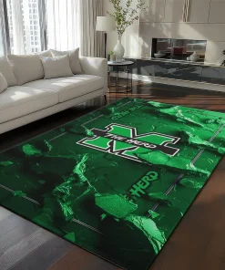 Marshall Thundering Herd Rug - Cracked Surface Design Green