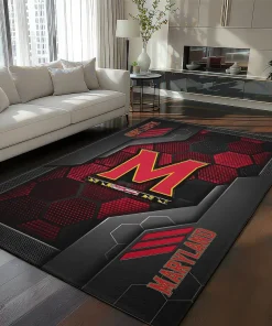 Maryland Terrapins Rug - Hexagonal Grid Pattern Red