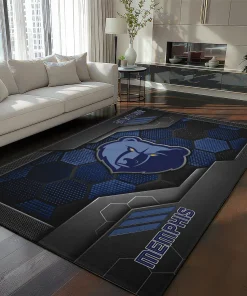 Memphis Grizzlies Rug - Hexagonal Grid Pattern Blue