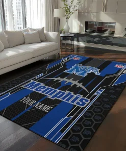 Memphis Tigers Rug - Customized Football Laces Blue