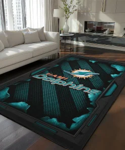 Miami Dolphins Rug - Torn Mesh Aqua