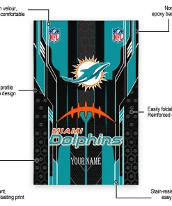 Alternative view of Miami Dolphins Rug - Personalized Football Laces Aqua