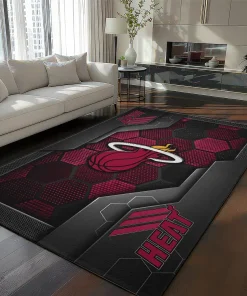 Miami Heat Rug - Hexagonal Grid Pattern Red