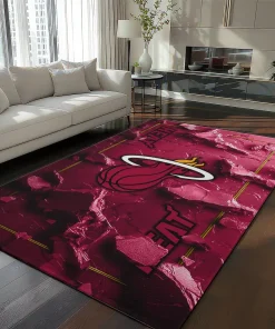 Miami Heat Rug - Cracked Surface Design Red