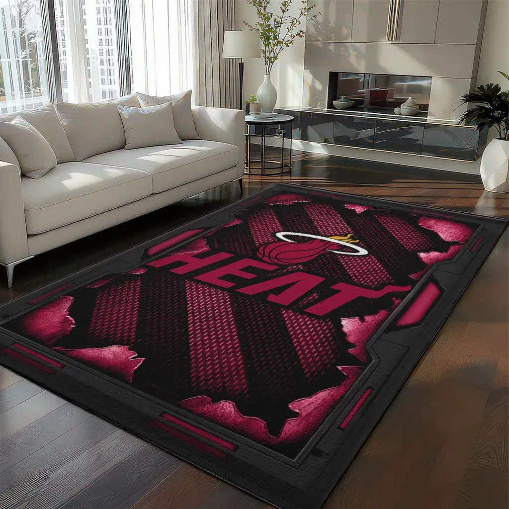 Miami Heat Rug - Torn Mesh Red