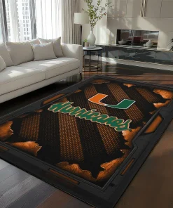 Miami Hurricanes Rug - Torn Mesh Orange