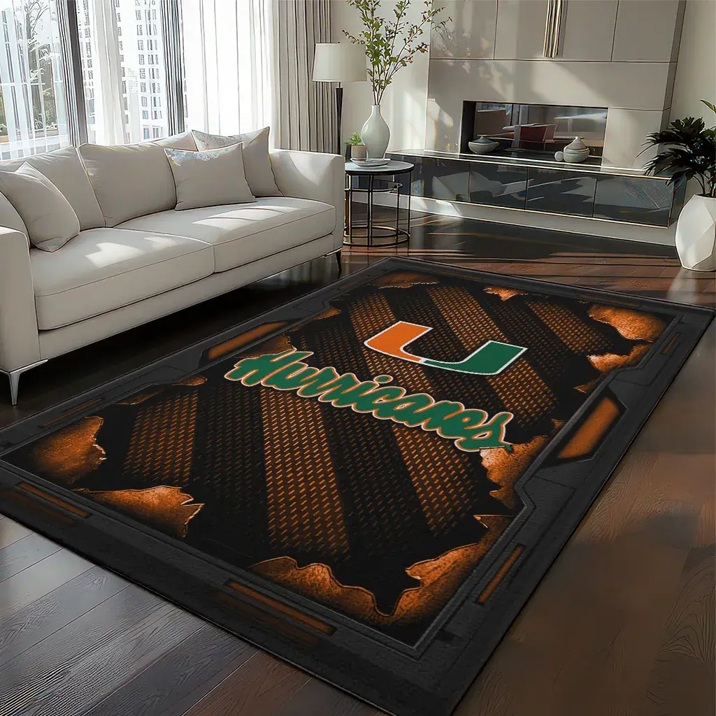 Miami Hurricanes Rug - Torn Mesh Orange