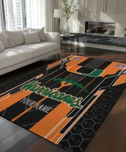 Miami Hurricanes Rug - Personalized Football Laces Orange