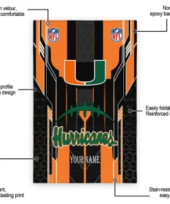 Alternative view of Miami Hurricanes Rug - Personalized Football Laces Orange