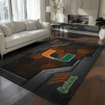 Miami Hurricanes Rug - Hexagonal Grid Pattern Orange
