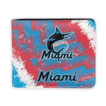 Miami Marlins Wallet - Custom Engraved Name Blue White