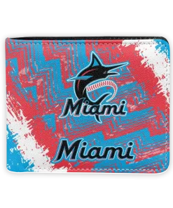 Miami Marlins Wallet - Custom Engraved Name Blue White