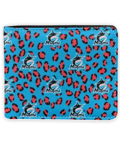 Miami Marlins Wallet - Leopard Texture Blue