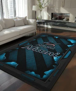 Miami Marlins Rug - Torn Mesh Blue