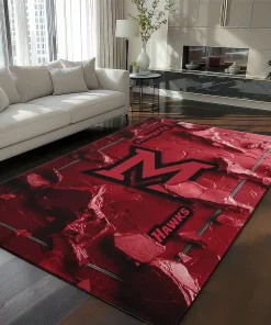 Miami RedHawks Rug - Cracked Surface Design Red