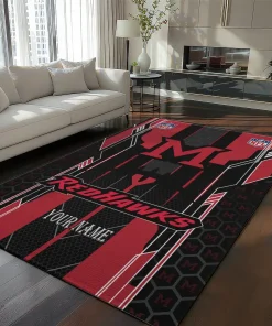 Miami RedHawks Rug - Personalized Football Laces Red