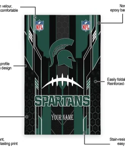 Alternative view of Michigan State Spartans Rug - Custom Football Laces Green