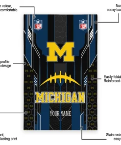 Alternative view of Michigan Wolverines Rug - Customized Football Laces Blue