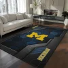 Michigan Wolverines Rug - Hexagonal Grid Pattern Blue