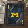 Michigan Wolverines Rug - Hexagonal Grid Pattern Blue
