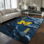 Michigan Wolverines Rug - Cracked Surface Design Blue