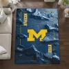 Michigan Wolverines Rug - Cracked Surface Design Blue