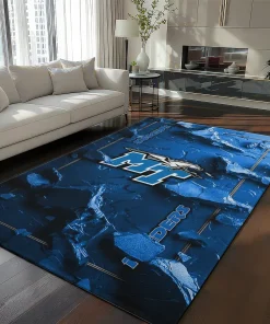 Middle Tennessee Blue Raiders Rug - Cracked Surface Design Blue