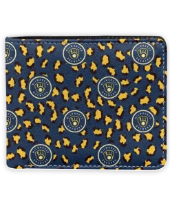Milwaukee Brewers Wallet - Leopard Texture Navy Blue