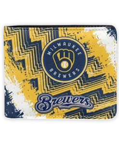 Milwaukee Brewers Wallet - Personalized Sports Icon Navy Blue Yellow