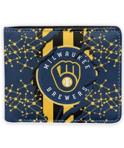 Milwaukee Brewers Wallet - Torn Stripe Chaos Navy Blue Yellow