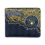 Milwaukee Brewers Wallet - Tribal Fade Fusion Navy Blue Yellow