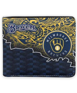 Milwaukee Brewers Wallet - Tribal Fade Fusion Navy Blue Yellow