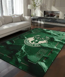 Milwaukee Bucks Rug - Cracked Surface Design Green