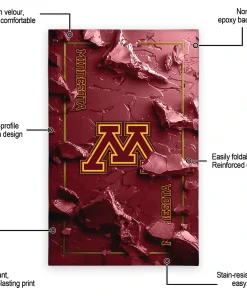 Alternative view of Minnesota Golden Gophers Rug - Cracked Surface Design Maroon
