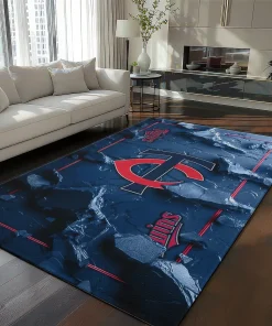 Minnesota Twins Rug - Cracked Surface Design Navy