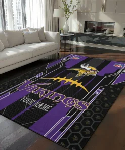Minnesota Vikings Rug - Custom Football Laces Purple