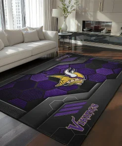 Minnesota Vikings Rug - Hexagonal Grid Pattern Purple