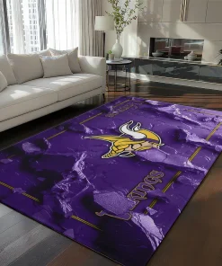 Minnesota Vikings Rug - Cracked Surface Design Purple