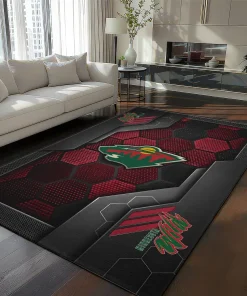 Minnesota Wild Rug - Hexagonal Grid Pattern Red