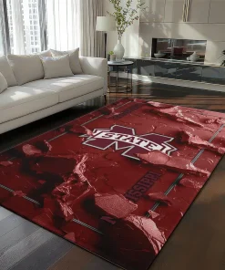 Mississippi State Bulldogs Rug - Cracked Surface Design Maroon