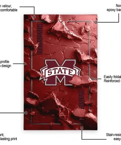 Alternative view of Mississippi State Bulldogs Rug - Cracked Surface Design Maroon