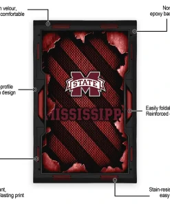 Alternative view of Mississippi State Bulldogs Rug - Torn Mesh Maroon